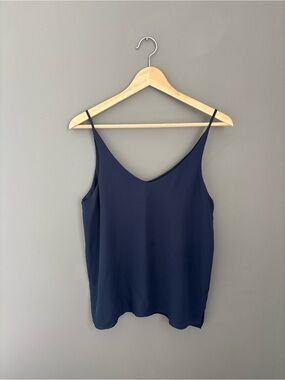 Twik Simons Women’s Navy V-Neck Spaghetti Strap Tank Top | Size Small